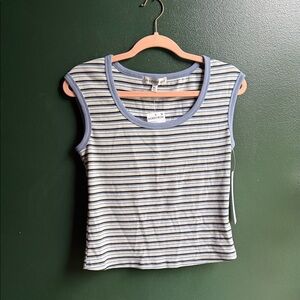 Madden Girl Blue and White Striped Tank Top